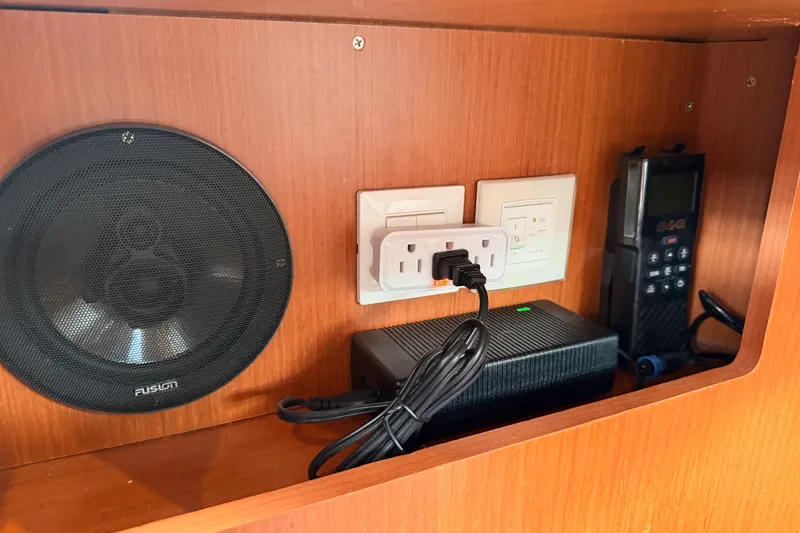 Slide: The Image of Speaker and electronics setup in 2017 Beneteau Oceanis 41.1 yacht interior. - 94