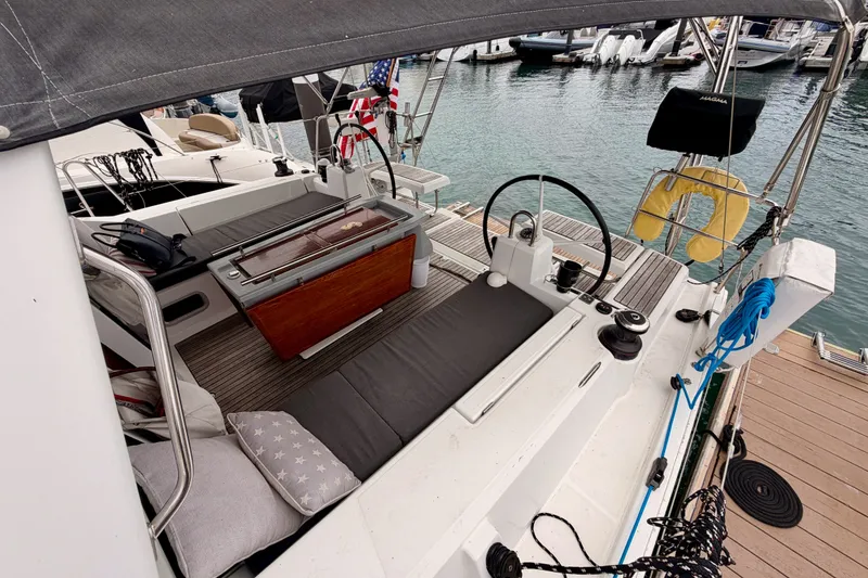 Slide: The Image of Cockpit of 2017 Beneteau Oceanis 41.1 yacht docked at marina. - 25
