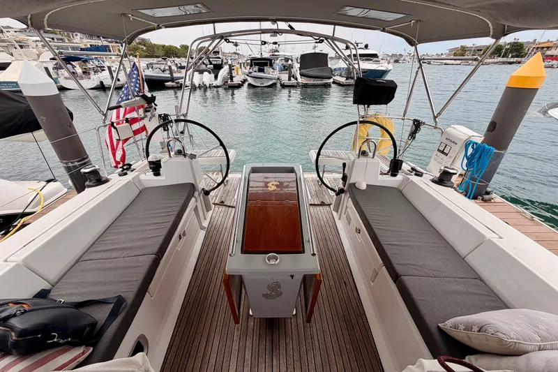 Slide: The Image of Cockpit view of 2017 Beneteau Oceanis 41.1 yacht docked at marina. - 28