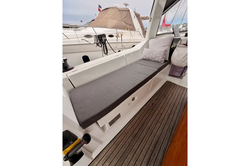 Slide: The Image of Cozy seating area on a 2017 Beneteau Oceanis 41.1 sailboat deck. - 51