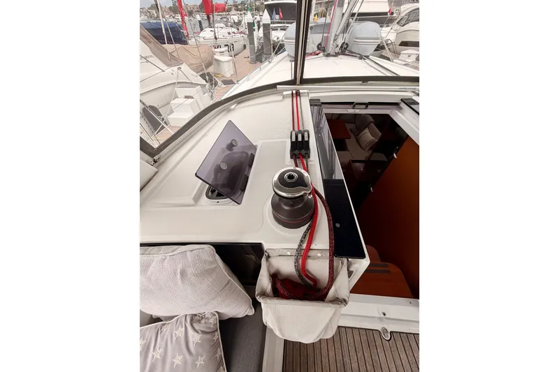 Slide: The Image of 2017 Beneteau Oceanis 41.1 yacht deck with winch and cockpit view. - 57