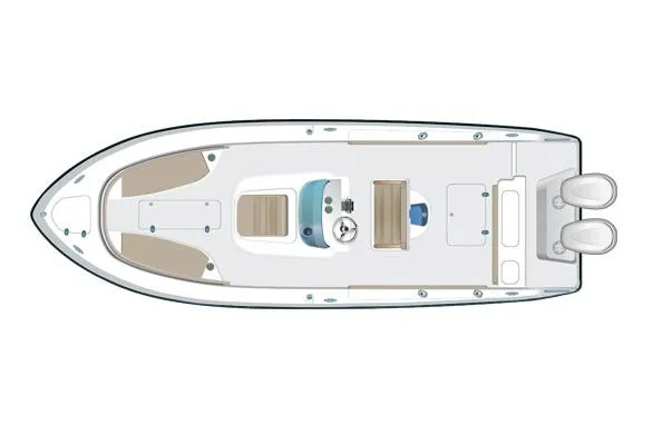 Slide: The Image of Manufacturer Provided Image: Top view of a 2018 Pursuit C 260 Center Console boat layout. - 57
