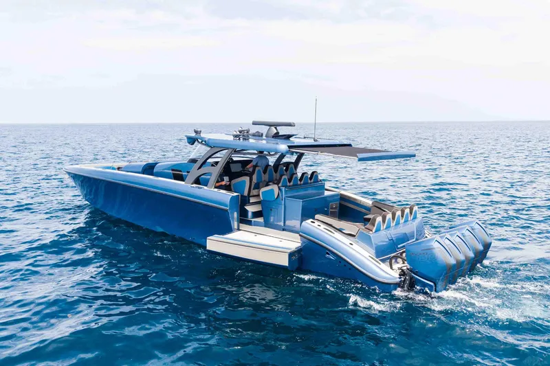 Slide: The Image of Luxury Midnight Express 52 Vitesse yacht cruising on open sea, 2026 model. - 6