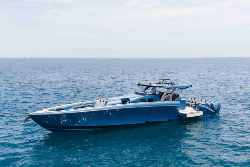 Slide: The Image of 2026 Midnight Express 52 Vitesse yacht cruising on open sea. - 5
