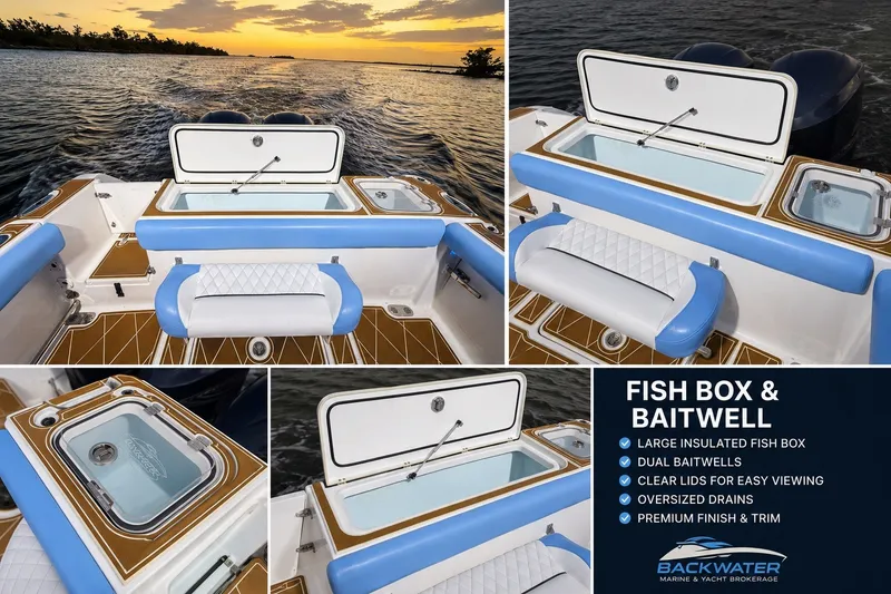 Slide: The Image of 2018 Sea Hunt Gamefish 27 Coffin Box with insulated fish box and dual baitwells. - 43
