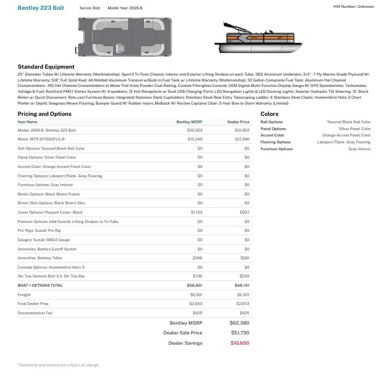 Slide: The Image of Bentley Pontoons 223 Bolt 2027 - 2
