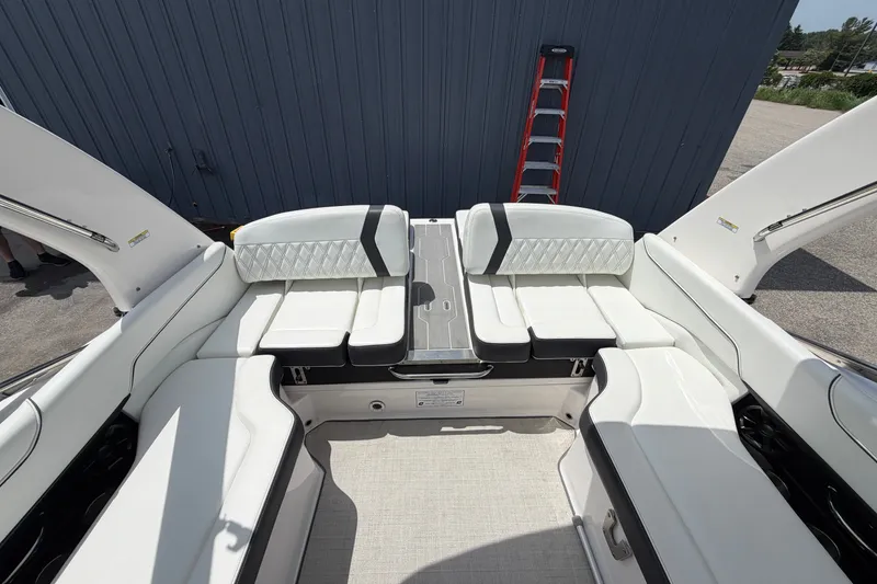 Slide: The Image of 2020 Regal 2300 Bowrider interior with white seating and modern design. - 4