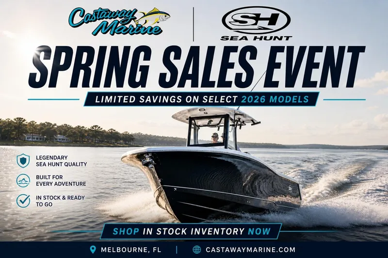 The Image of Spring sales event for 2026 Sea Hunt Ultra 275 Coffin Box boat in Melbourne, FL. - 2