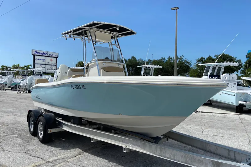 Slide: The Image of 2016 Pioneer 197 Sportfish boat on trailer at Thunder Marine dealership. - 10