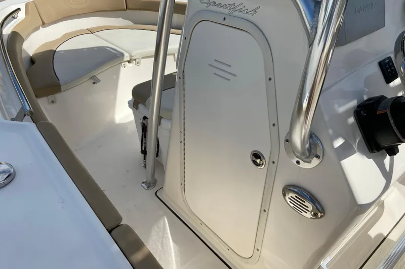 Slide: The Image of 2016 Pioneer 197 Sportfish boat interior with seating and control panel. - 30