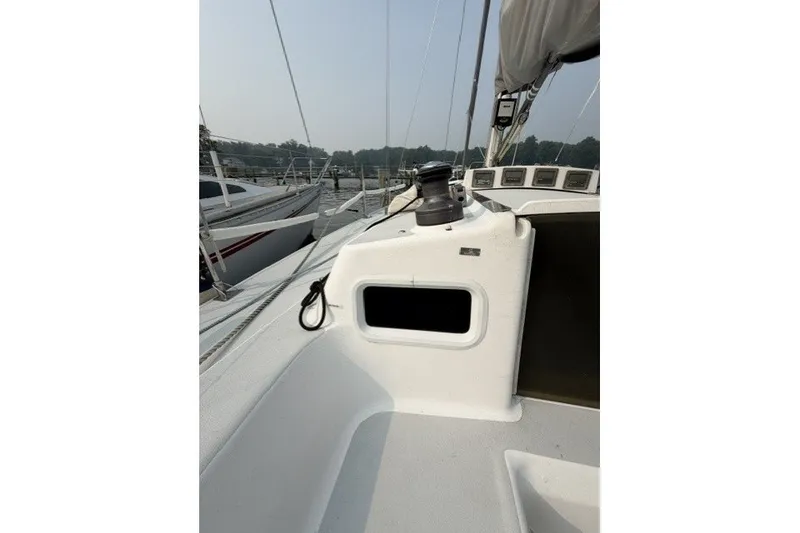 Slide: The Image of 2001 J Boats J/105 sailboat deck with winch and rigging details. - 10