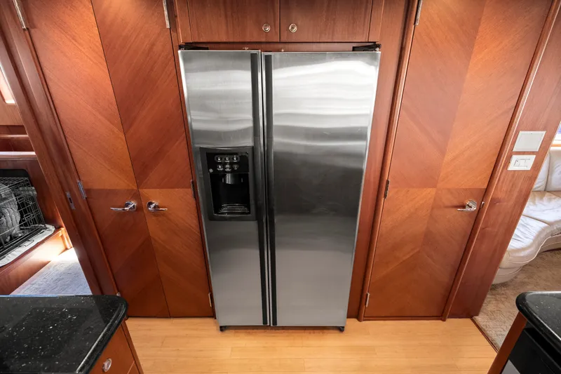 Slide: The Image of Stainless steel refrigerator in 2004 Cheoy Lee Flybridge yacht kitchen. - 24
