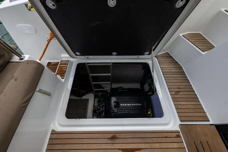 Slide: The Image of Engine compartment of a 2016 Fountaine Pajot Motor Yacht 37 with a Volvo Penta engine. - 36