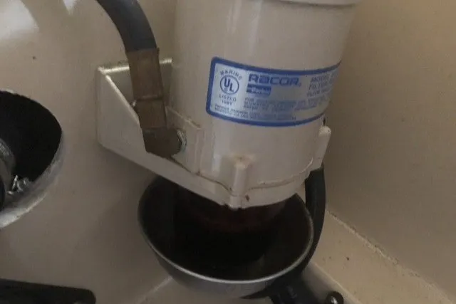 Slide: The Image of Fuel filter system on a 2000 Island Packet 320 sailboat. - 88