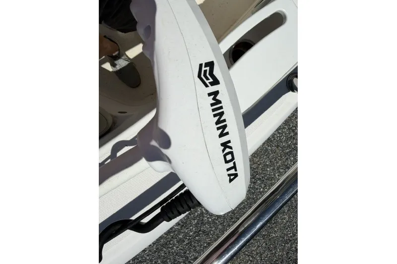 Slide: The Image of Minn Kota motor on 2013 Everglades 210 Center Console boat deck. - 9