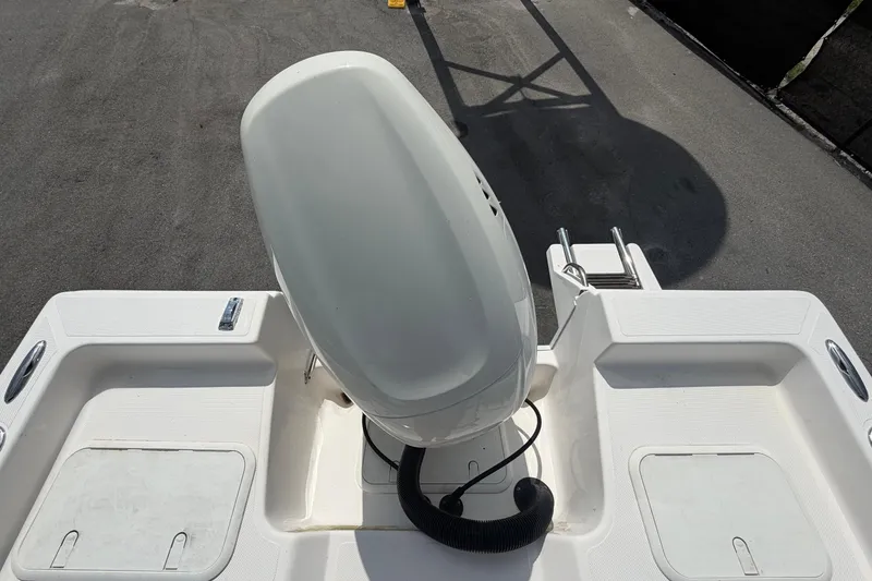 Slide: The Image of 2019 Sea Born SV19 Bay boat with outboard motor and swim platform. - 55