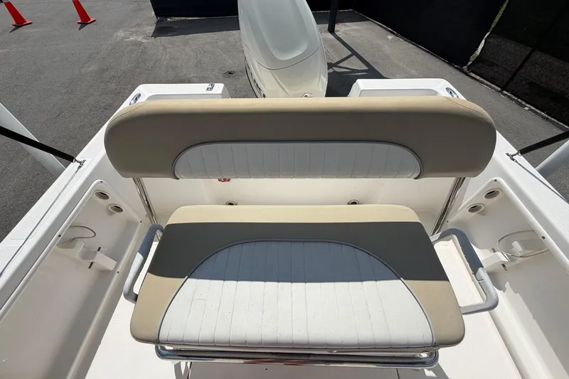 Slide: The Image of 2019 Sea Born SV19 Bay boat seat with beige and white upholstery. - 47