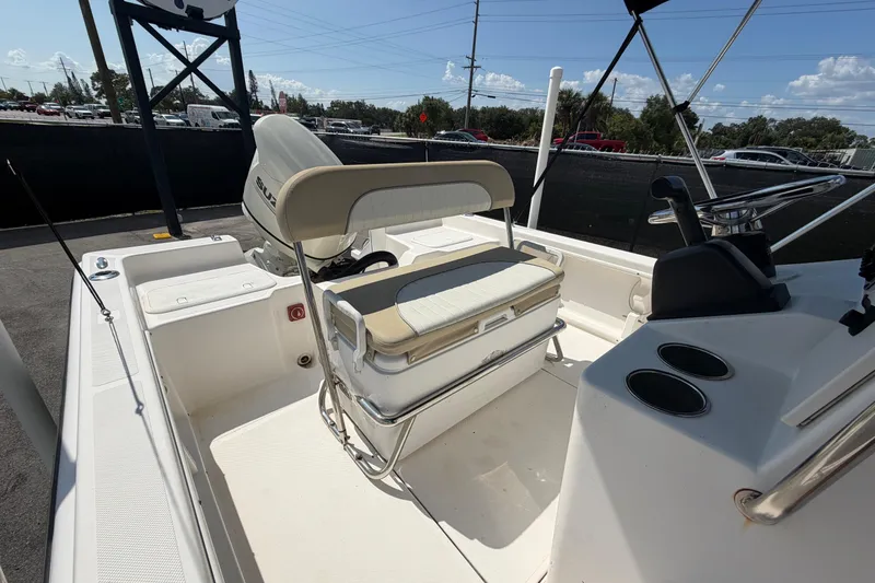 Slide: The Image of 2019 Sea Born SV19 Bay boat interior with seating and steering console. - 46