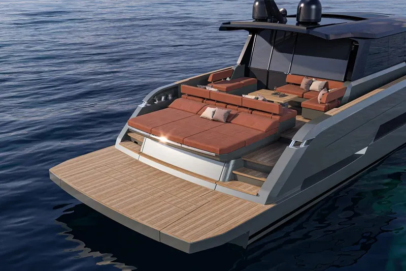 Slide: The Image of Luxury Pardo Yachts GT65 2027 with spacious deck and elegant seating on calm waters. - 3