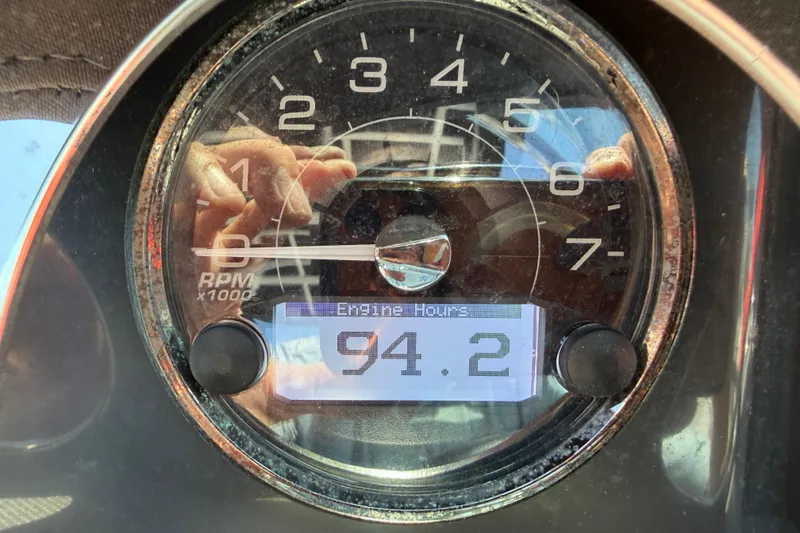 Slide: The Image of Close-up of a 2023 Monterey 305SS Super Sport tachometer showing 94.2 engine hours. - 42