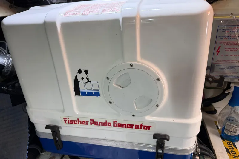 Slide: The Image of Fischer Panda generator in a 2003 Pacific Seacraft 38T Fast Trawler engine room. - 81