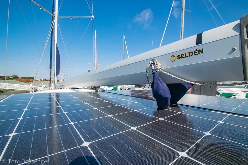 Slide: The Image of Hunter 50 Center Cockpit 2009 sailboat with solar panels and Selden mast. - 69