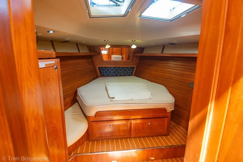 Slide: The Image of Luxurious wooden interior of 2009 Hunter 50 Center Cockpit yacht cabin with skylights. - 26