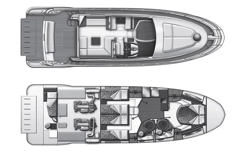 Slide: The Image of Floor plan of a 2012 Azimut 48 yacht, showcasing interior layout and design. - 61