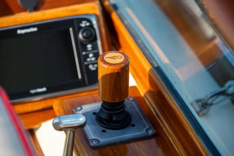 Slide: The Image of Close-up of 2008 Hinckley Talaria 29R boat controls and navigation system. - 10