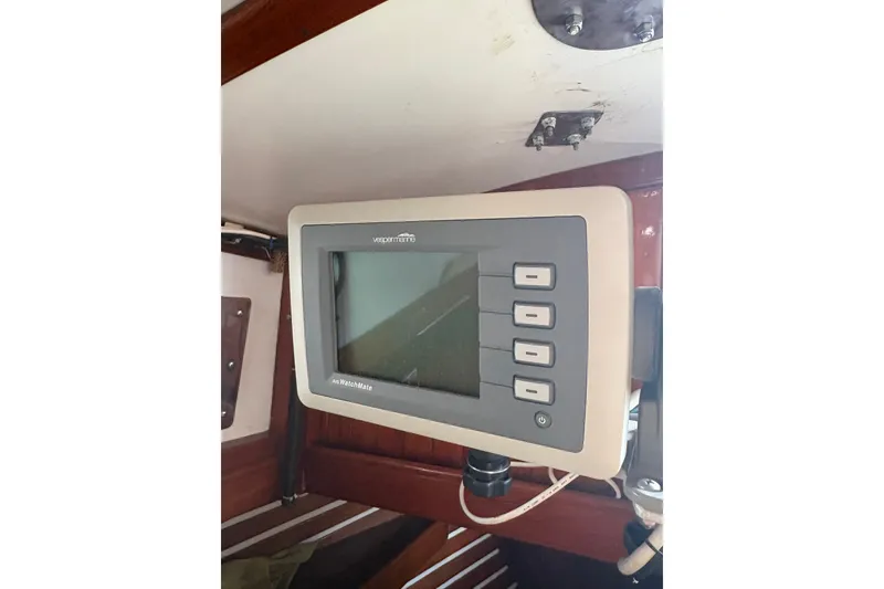 Slide: The Image of Vesper Marine AIS WatchMate on 1977 Tayana 37 Cutter sailboat interior. - 11
