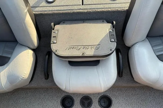 Slide: The Image of 2018 Tracker Pro Team 195 TXW boat seats with storage compartment, gray upholstery. - 29