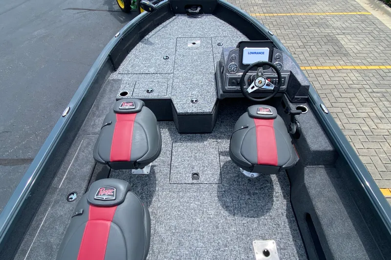 Slide: The Image of 2026 Ranger VS1782SC Angler boat interior with dual seats and navigation console. - 3