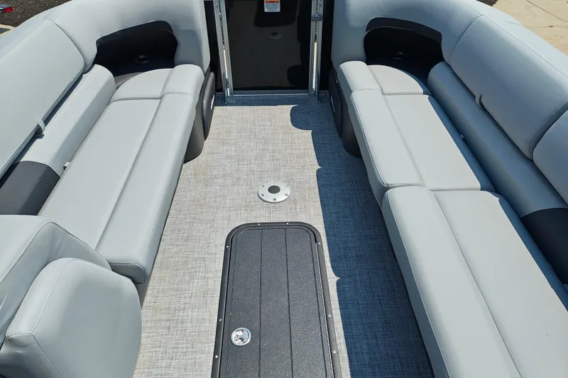 Slide: The Image of Interior of 2026 Sun Tracker Party Barge 24 XP3 with spacious seating and modern design. - 31