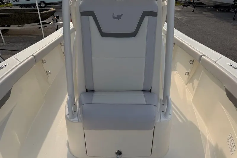Slide: The Image of 2026 Mako 226 Center Console boat interior with cushioned seating and sleek design. - 14