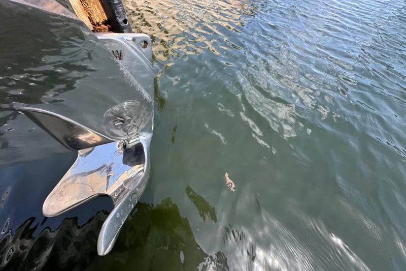 Slide: The Image of Close-up of a 2019 Formula 270 Bowrider propeller in water. - 46