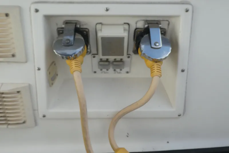 Slide: The Image of Power connections on a 1997 Silverton 41 Convertible boat. - 42
