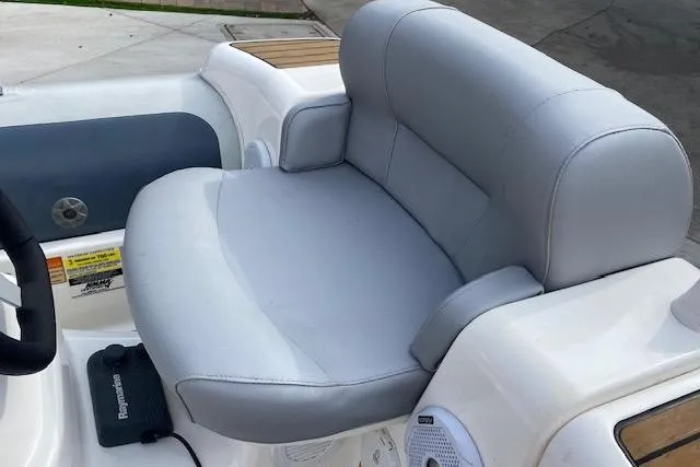 Slide: The Image of 2019 Williams Jet Tenders 285 Turbo Jet boat seat, featuring sleek gray upholstery. - 7
