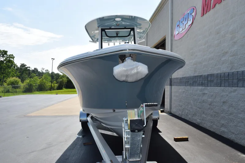 Slide: The Image of 2027 Sea Hunt Ultra 255 SE boat on trailer outside dealership. - 3