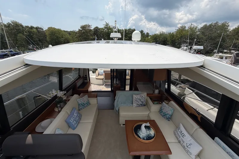Slide: The Image of Luxurious 2012 Prestige 500S yacht interior with elegant seating and decor. - 26