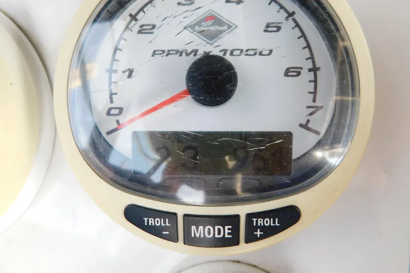 Slide: The Image of Close-up of a SmartCraft RPM gauge on a 2006 Fountain 38 LX boat. - 29
