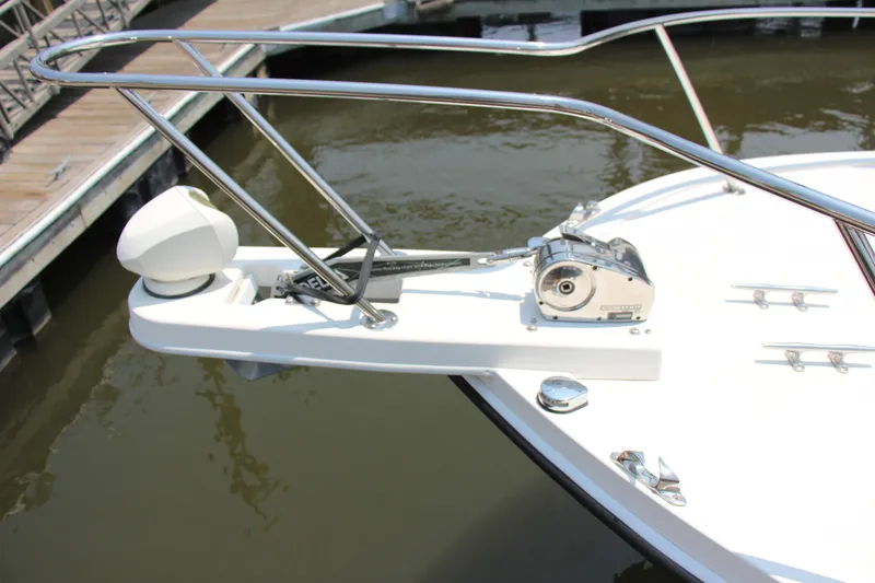 Slide: The Image of Bow of 2022 Steiger Craft 21 Miami boat with anchor and railing. - 19