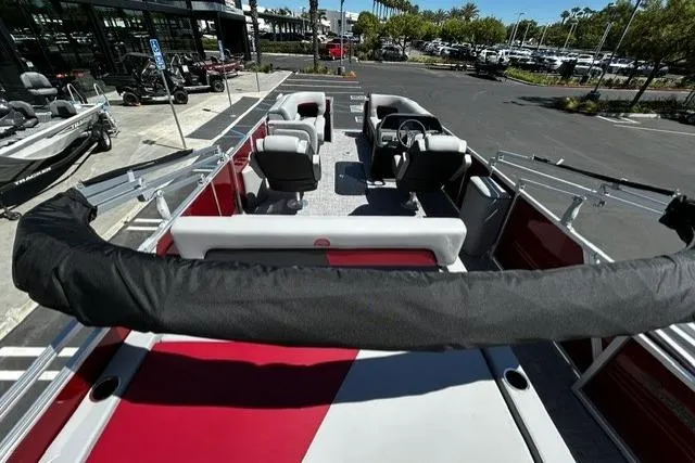 Slide: The Image of 2026 Sun Tracker Party Barge 22 RF XP3 pontoon boat with spacious seating and modern design. - 3