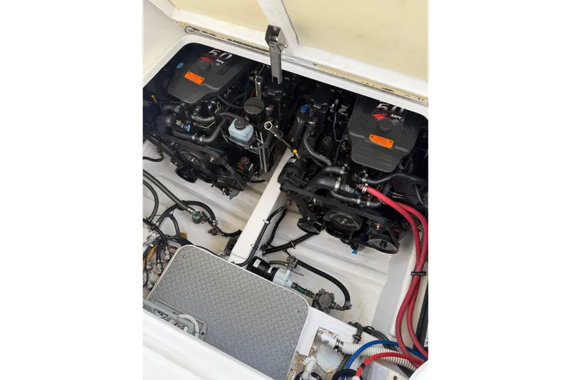 Slide: The Image of Engine compartment of a 2002 Formula 27 Performance Cruiser with twin 5.0 MPI engines. - 19