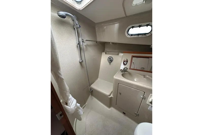 Slide: The Image of Bathroom interior of 2007 True North 38 Heritage yacht with shower and sink. - 82