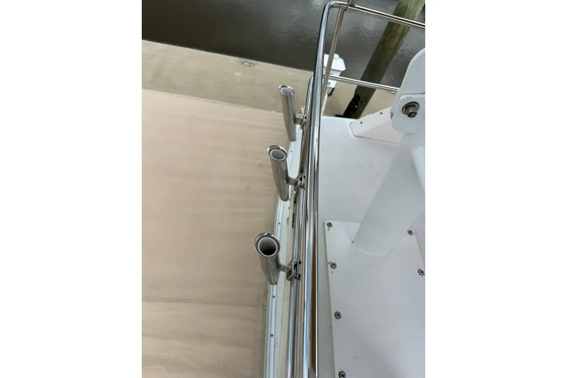 Slide: The Image of Stainless steel rod holders on 2007 True North 38 Heritage boat deck. - 49