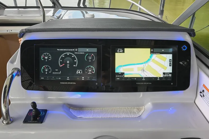 Slide: The Image of Dashboard of 2025 Regal 28 Express boat with dual Volvo Penta displays. - 27