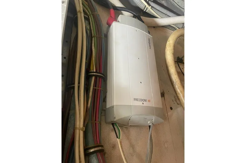 Slide: The Image of Electrical system with Freedom HF inverter on 1984 Hatteras 46 Convertible boat. - 47