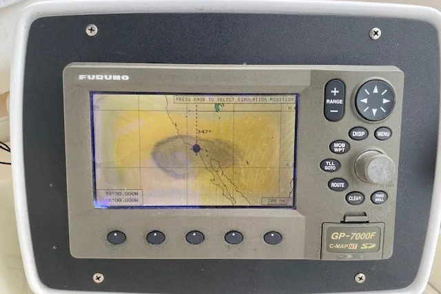 Slide: The Image of Furuno GP-7000F marine GPS display on 1984 Hatteras 46 Convertible boat. - 24