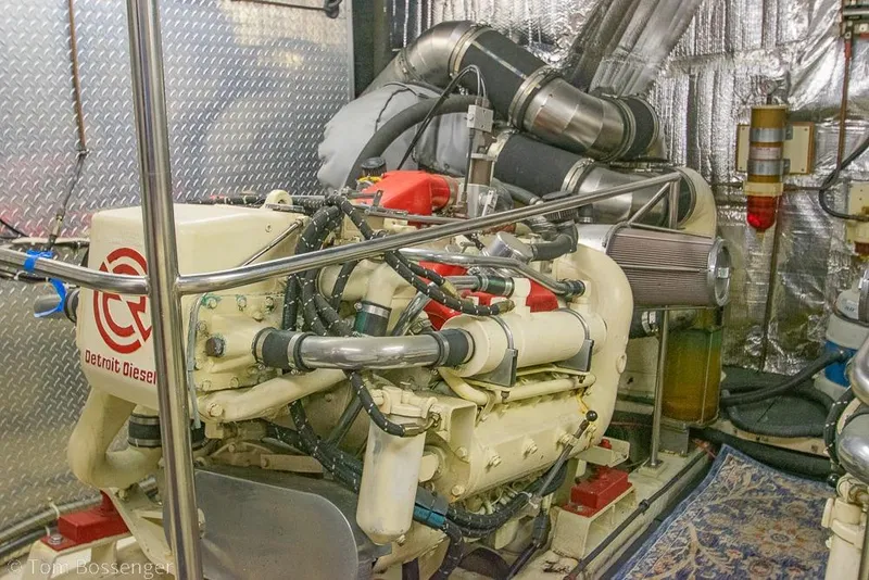 Slide: The Image of Engine room of a 1990 Kha Shing Flush Deck Motor Yacht with Detroit Diesel engine. - 65