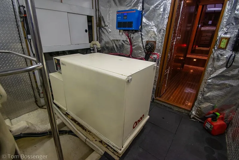 Slide: The Image of Engine room of 1990 Kha Shing Flush Deck Motor Yacht with Onan generator. - 67